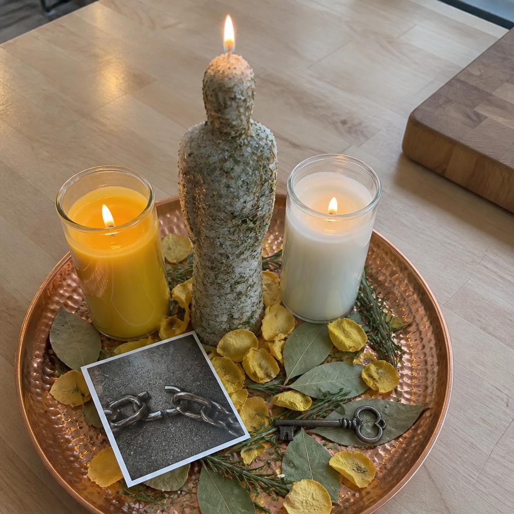 Unblock-me altar with sweetening jar and lovers candle